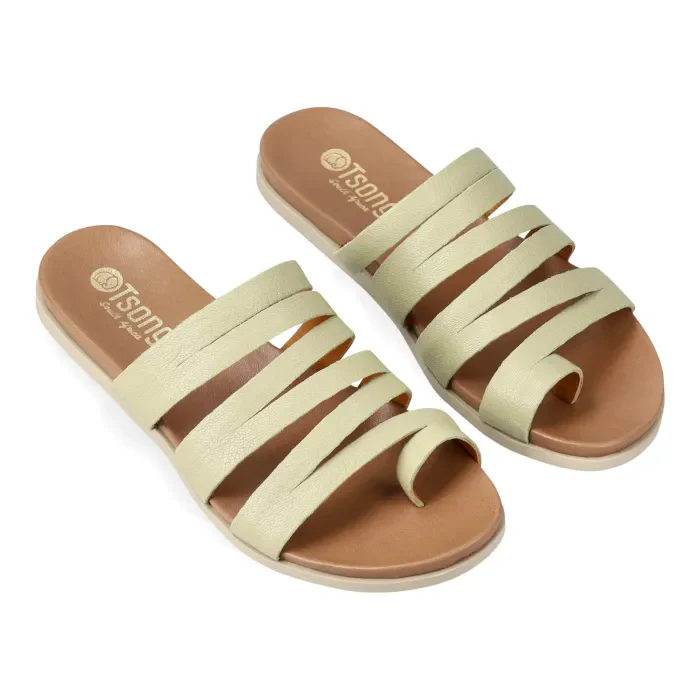 Abuye : Ladies Leather Sandal in Mint