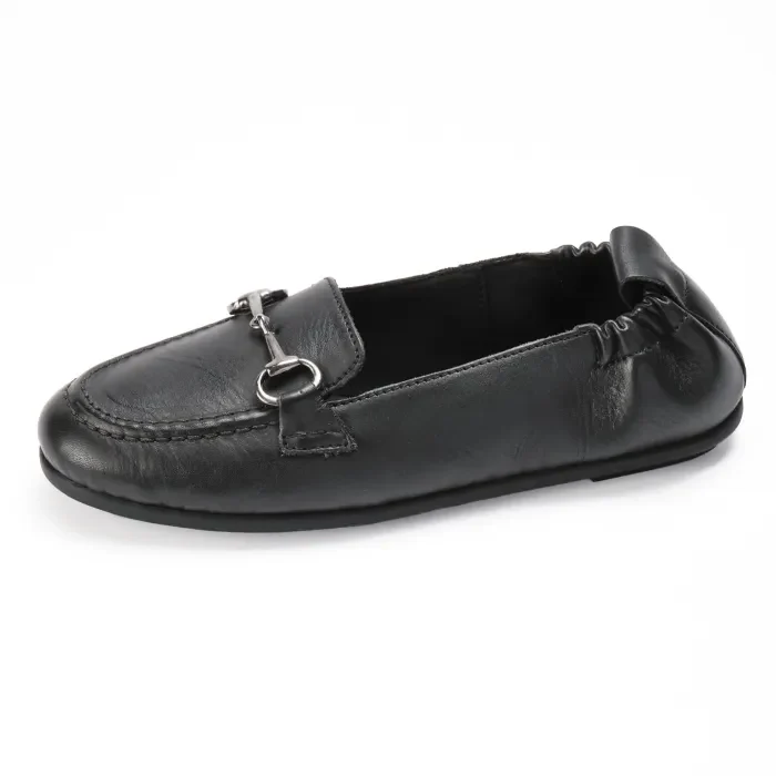 Acacia : Ladies Leather Mocc in Black - Image 2