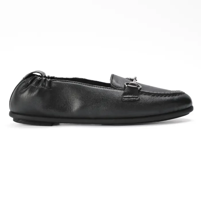 Acacia : Ladies Leather Mocc in Black - Image 3