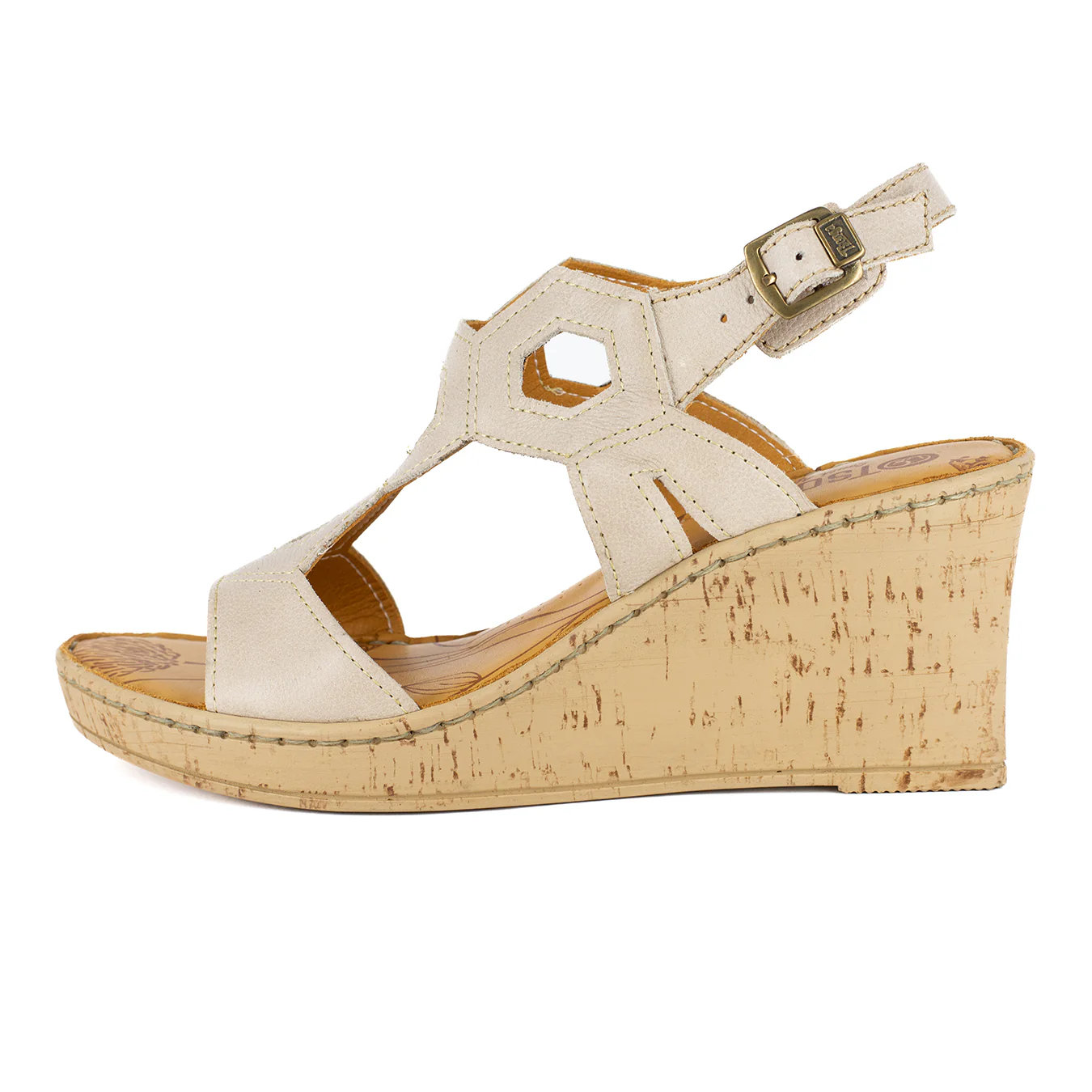 Amondi : Ladies High-Heeled Leather Sandal in Gravel - Image 3