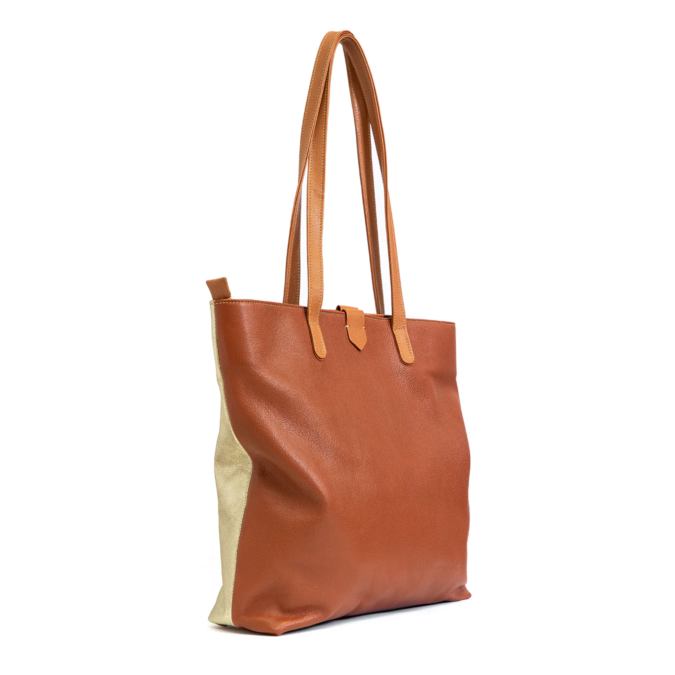 Awonke : Ladies Leather Shopper Handbag in Suede & Oak Cayak and Platino Metal Grain - Image 5