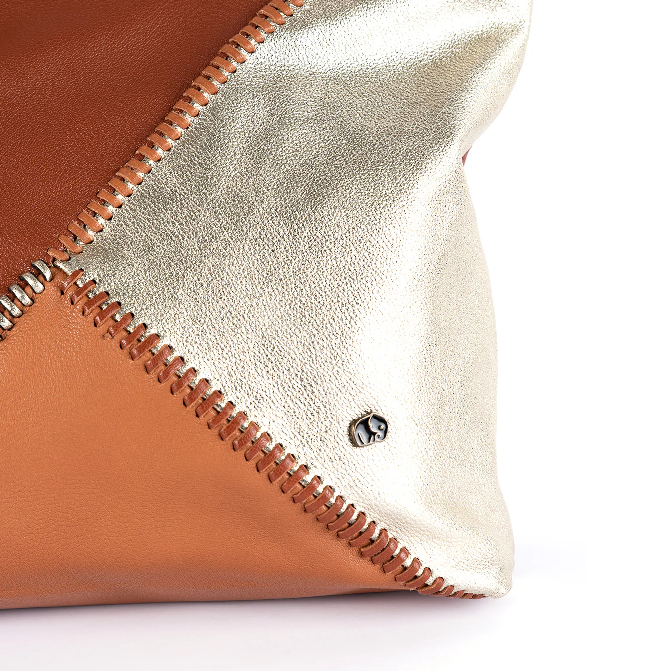 Awonke : Ladies Leather Shopper Handbag in Suede & Oak Cayak and Platino Metal Grain - Image 6