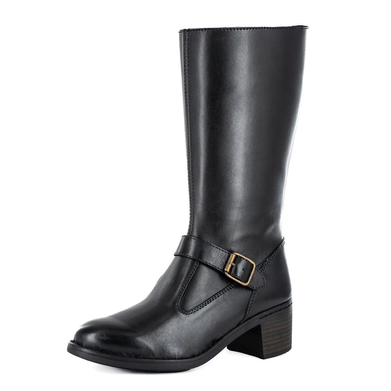 Bobedi : Ladies Leather Mid-calf Boot in Black Relaxa - Image 3