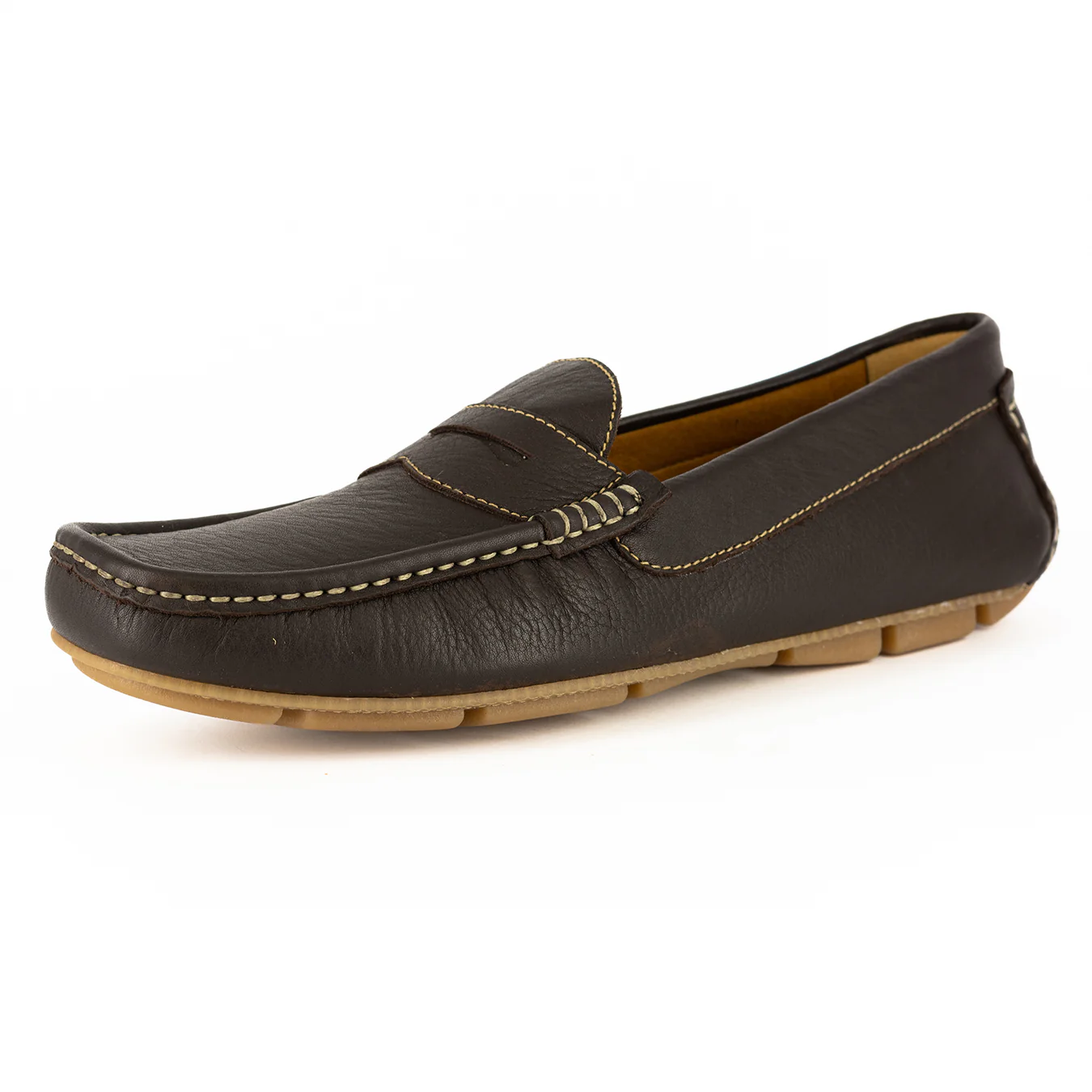 Cairo : Men's Leather Moccasin in Choc Delta - Image 3
