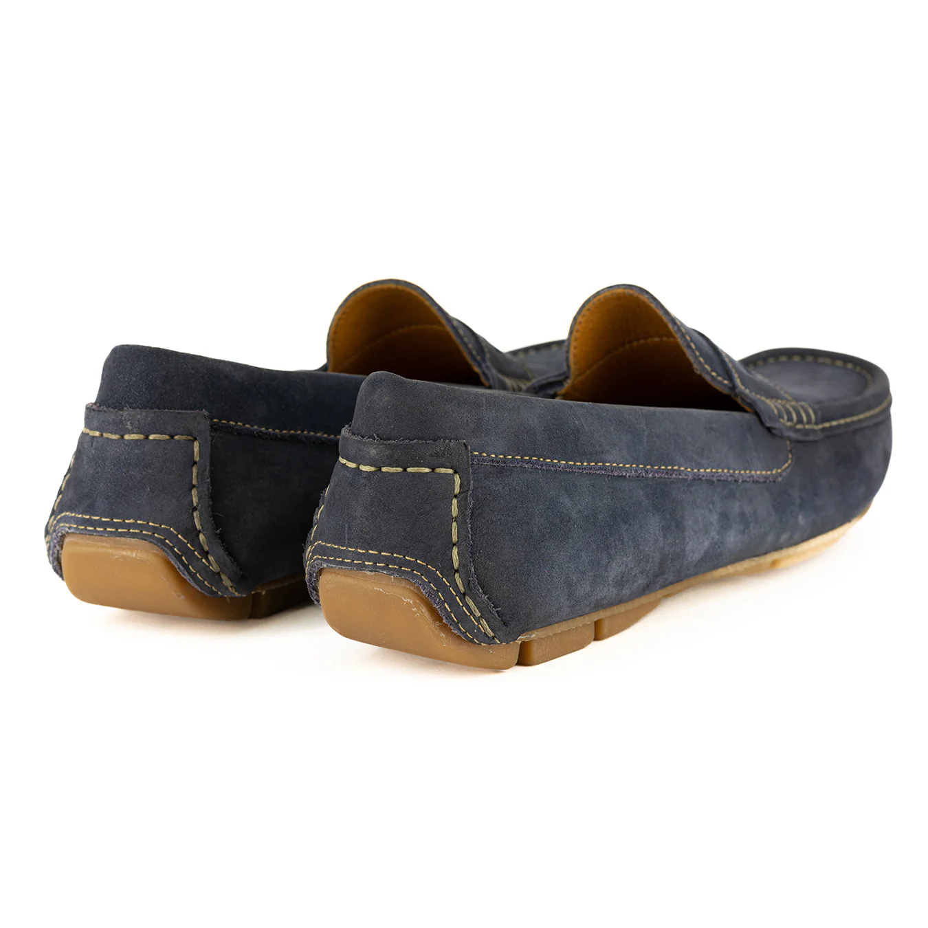 Cairo : Men's Leather Moccasin in Marine Nubuck - Image 5