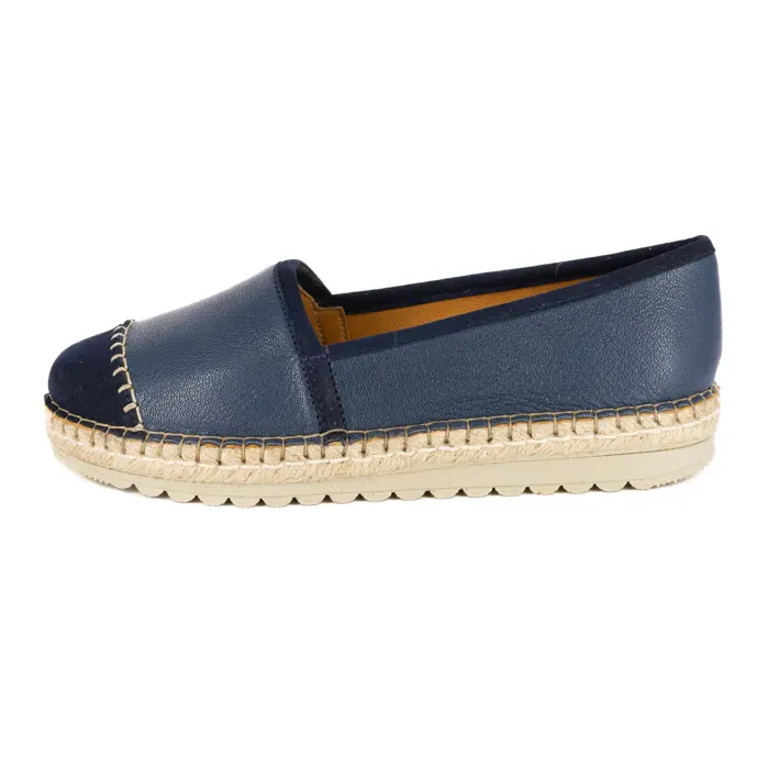 Cottonou : Ladies Leather Espadrille in Denim & Navy - Image 4