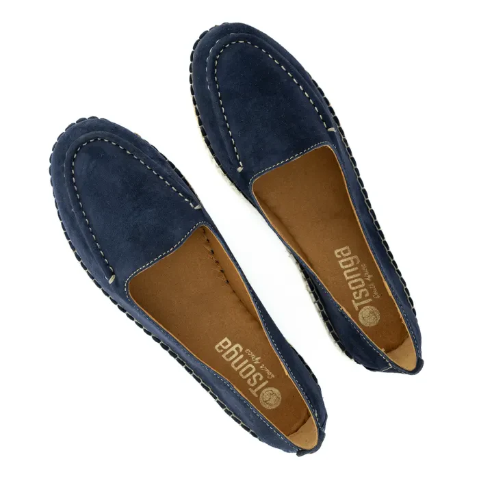 Dodoma : Ladies Leather Espadrille in Navy - Image 4