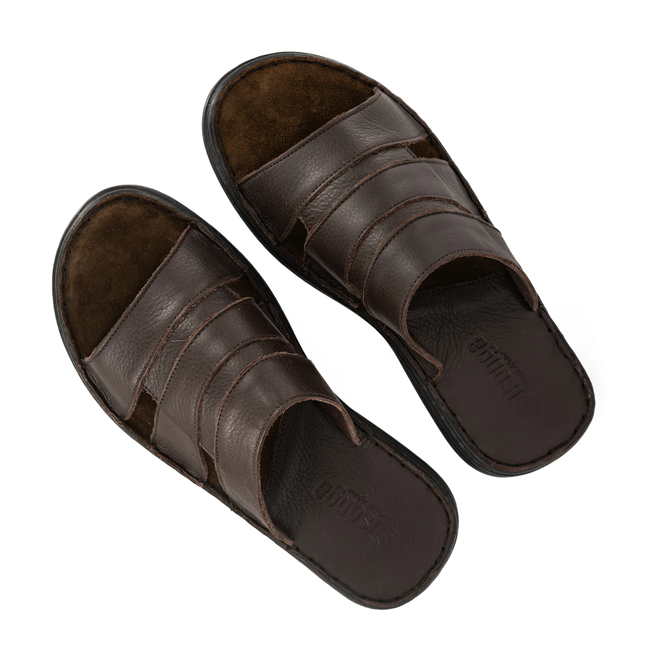 Dukuza : Men's Leather Sandal in Choc Natan - Image 4