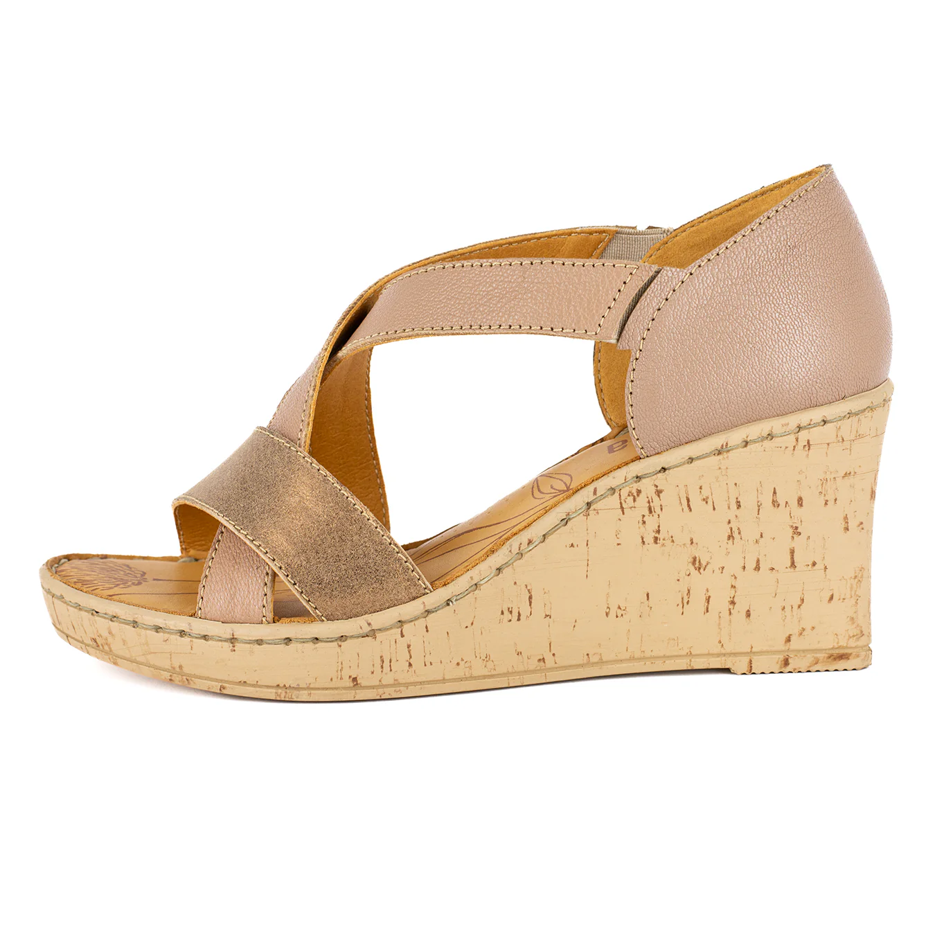 Ekundayo : Ladies High-Heeled Leather Sandal in Timber & Beige - Image 3
