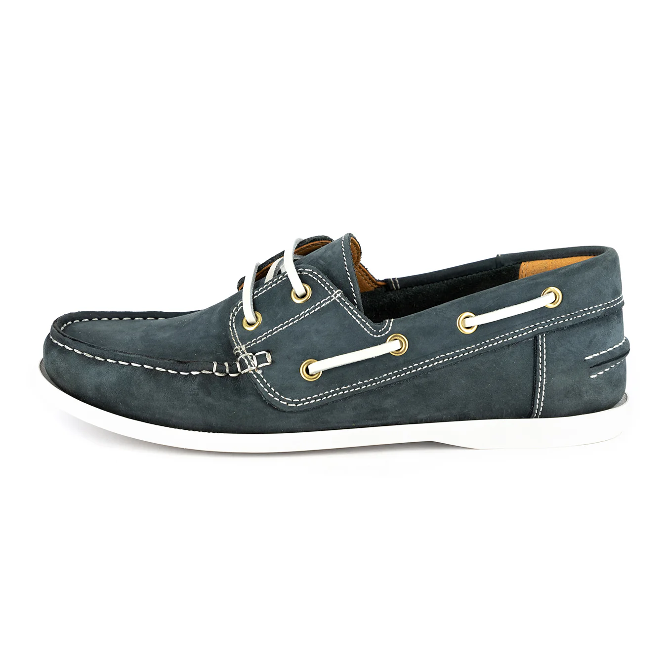 Exwaya : Mens Leather Boat Shoe in Marine Nubuck - Image 4