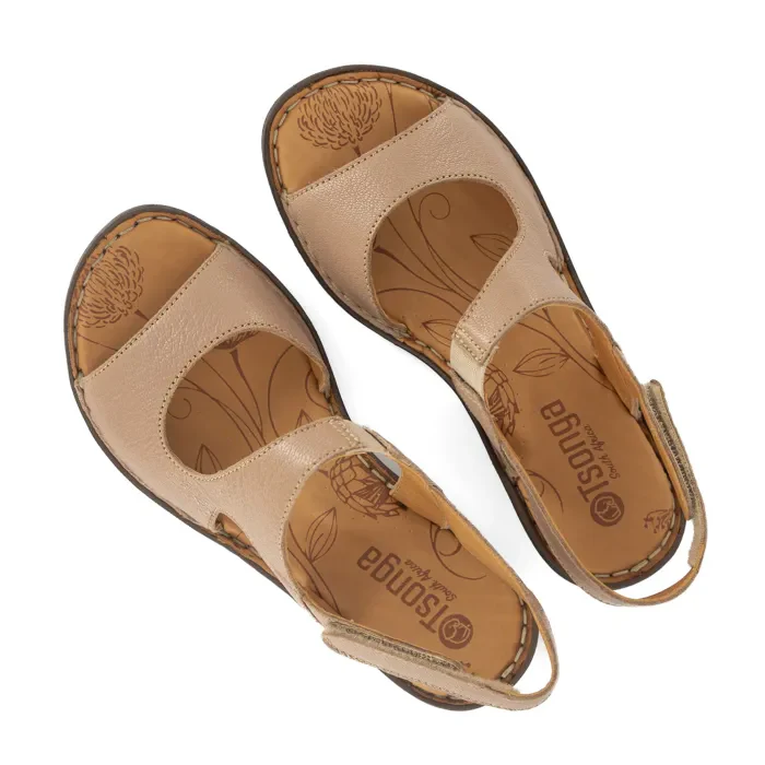Gadla : Ladies Leather Sandal in Timber - Image 4