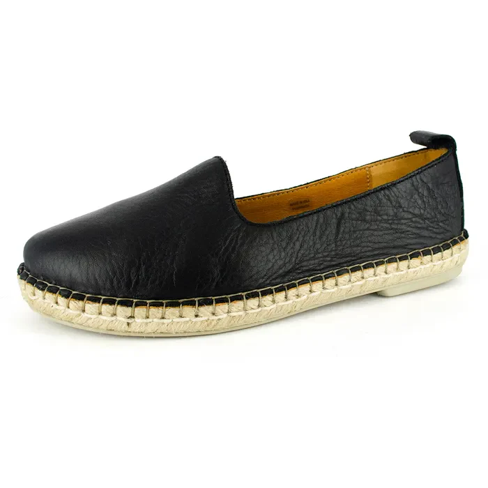 Indzima : Ladies Leather Espadrille Shoe in Black Natan - Image 3