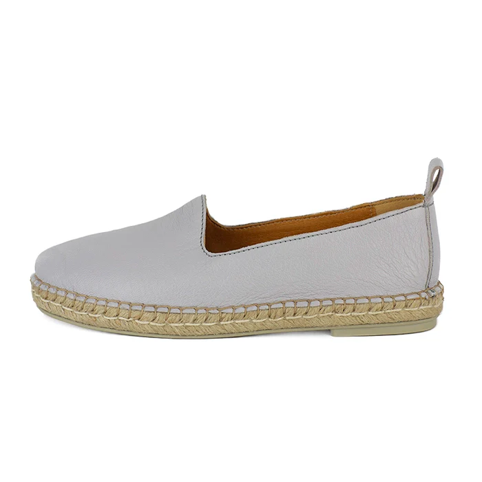 Indzima : Ladies Leather Espadrille Shoe in Grey Mist - Image 3