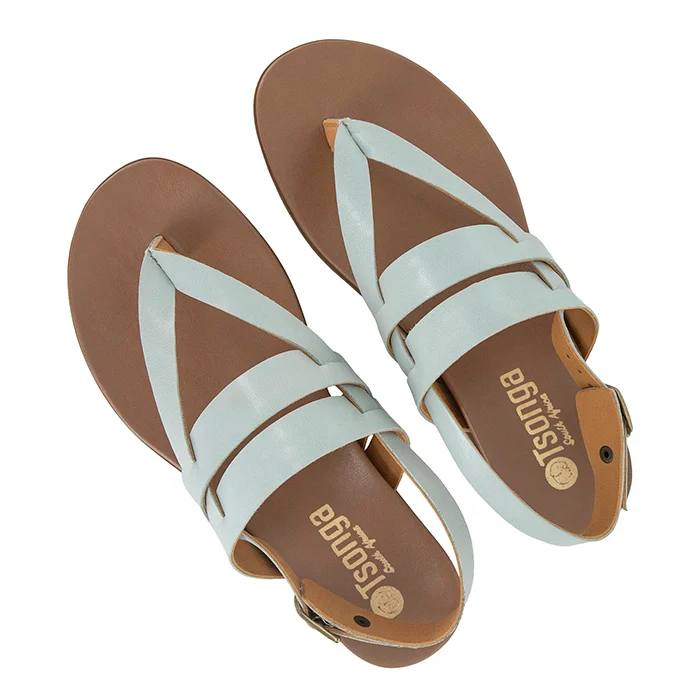 Inqubeko : Ladies Leather Sandal in Water - Image 4