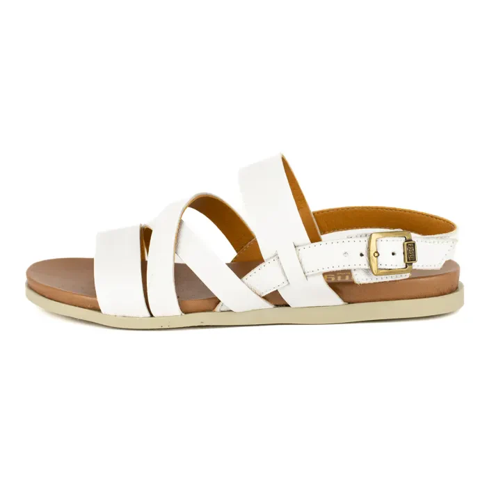 Kamativi : Ladies Leather Sandal in White - Image 3