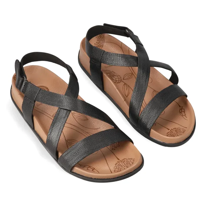 Kampetha : Ladies Leather Sandal in Black