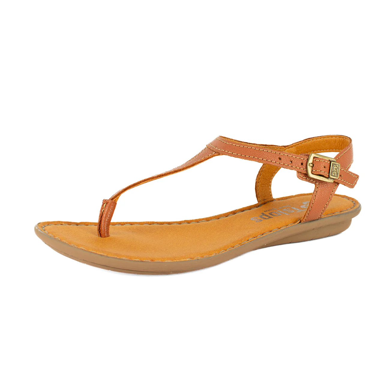 Khuthaza : Ladies Leather Tslops Sandal in Oak Cayak - Image 3