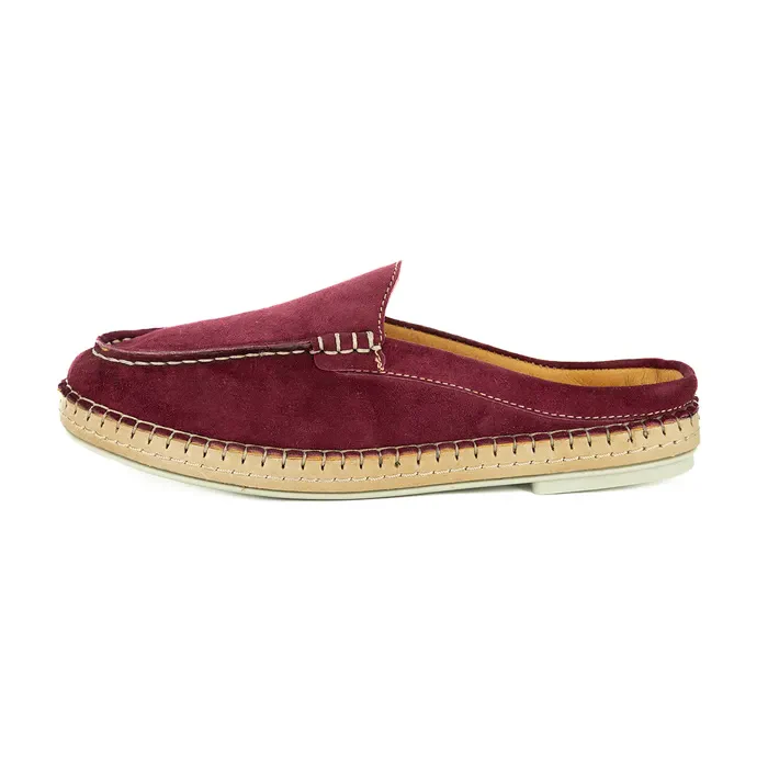 Lebowa : Ladies Leather Mule in Burgandy Suede - Image 4