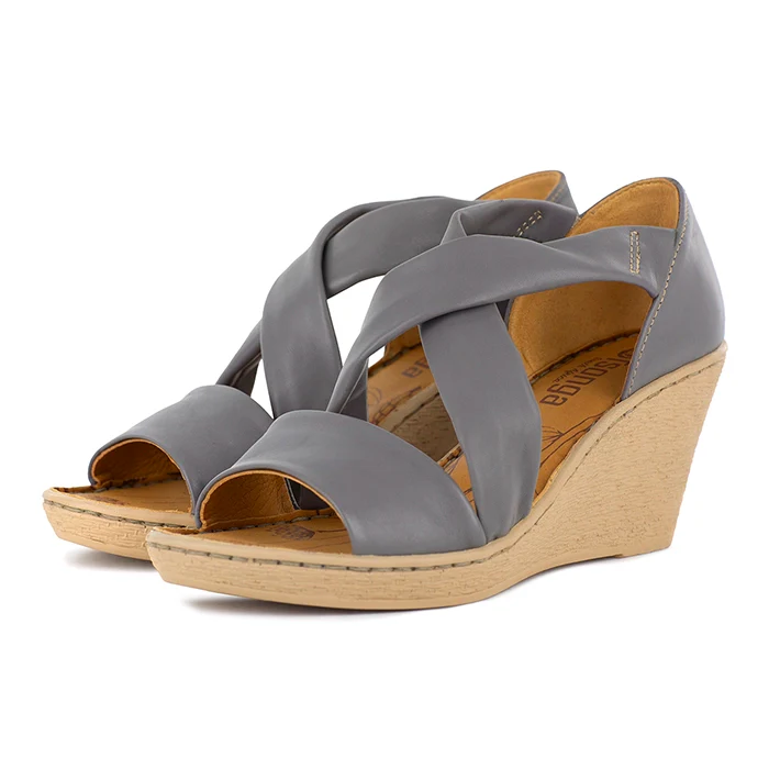 Lekuza : Ladies High-Heeled Leather Sandal in Fumo