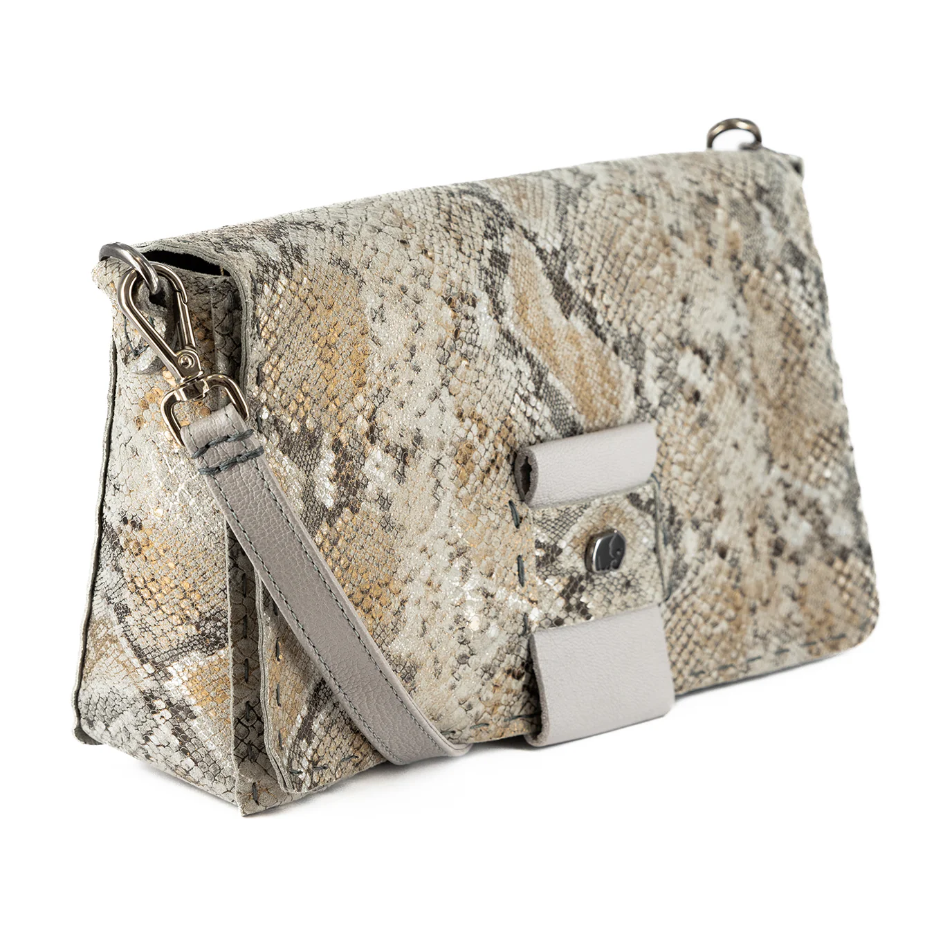 Liana : Ladies Leather Crossbody Handbag in Opal Rockafella & Quarry Cayak - Image 3