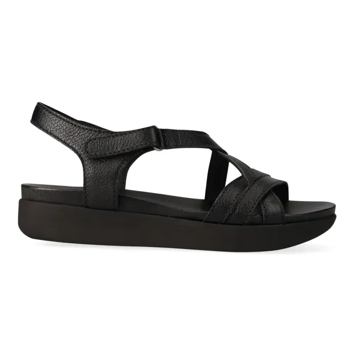 Luanda : Ladies Leather Sandal in Black - Image 3