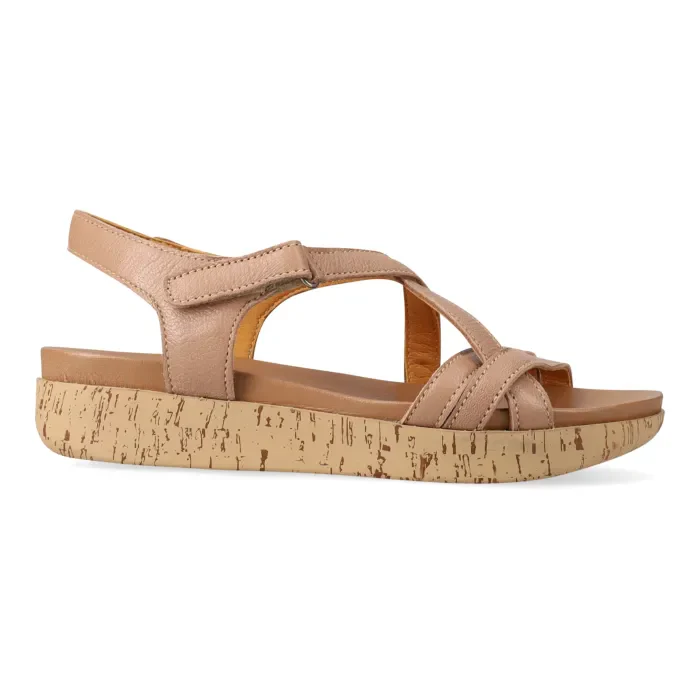 Luanda : Ladies Leather Sandal in Timber - Image 3