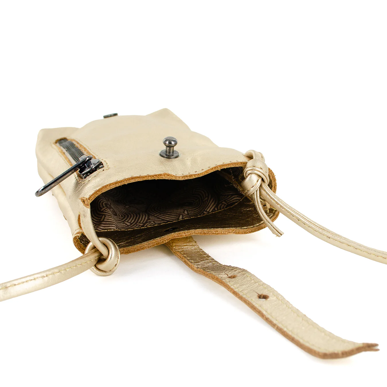 Lulonke : Ladies Leather Crossbody Purse in Gold Foil - Image 7