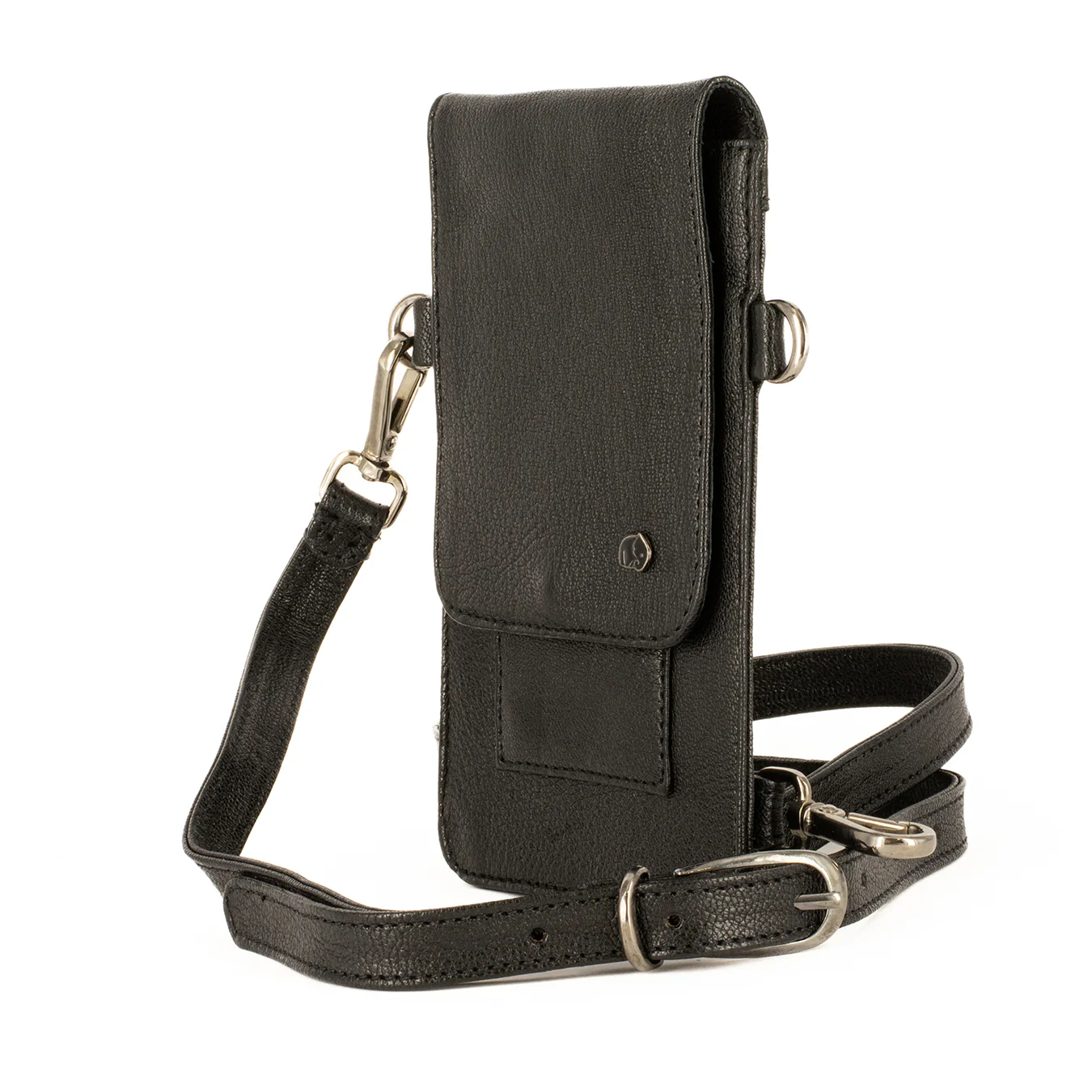 Lupita : Ladies Leather Crossbody Purse in Black Cayak - Image 3
