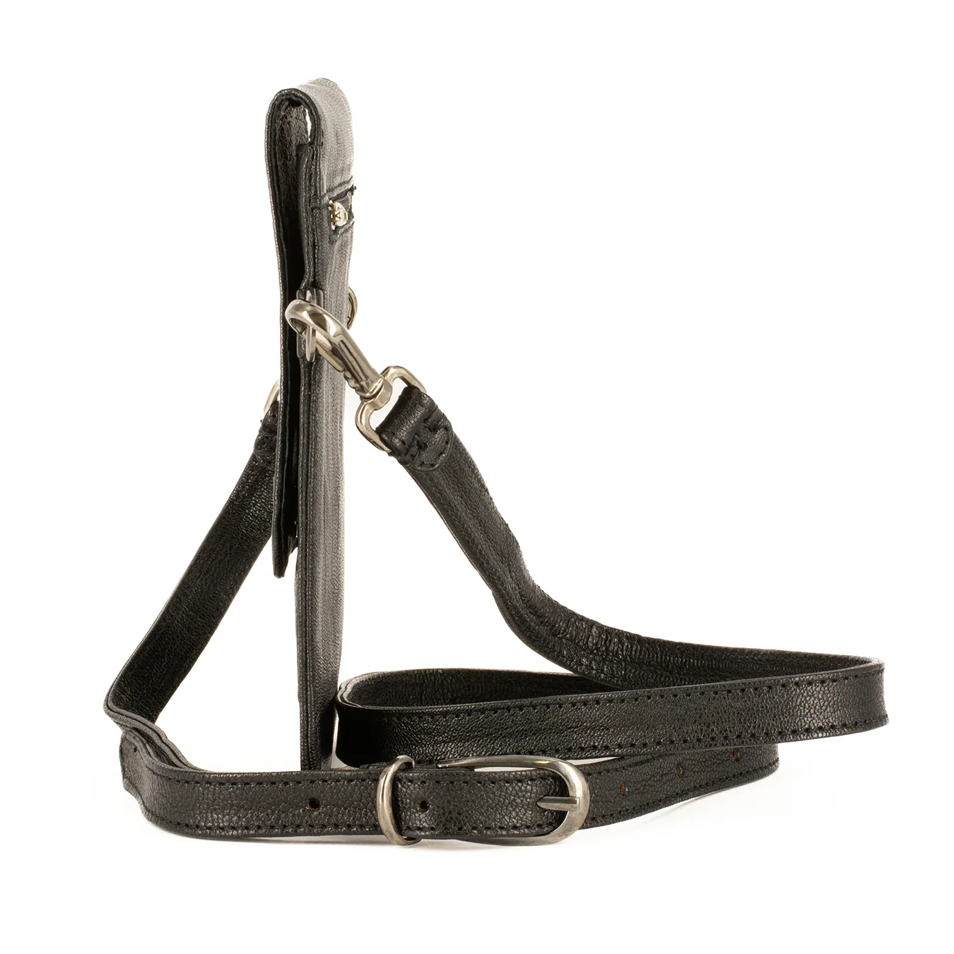 Lupita : Ladies Leather Crossbody Purse in Black Cayak - Image 4