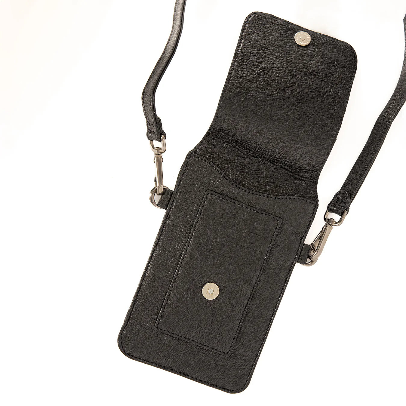 Lupita : Ladies Leather Crossbody Purse in Black Cayak - Image 6