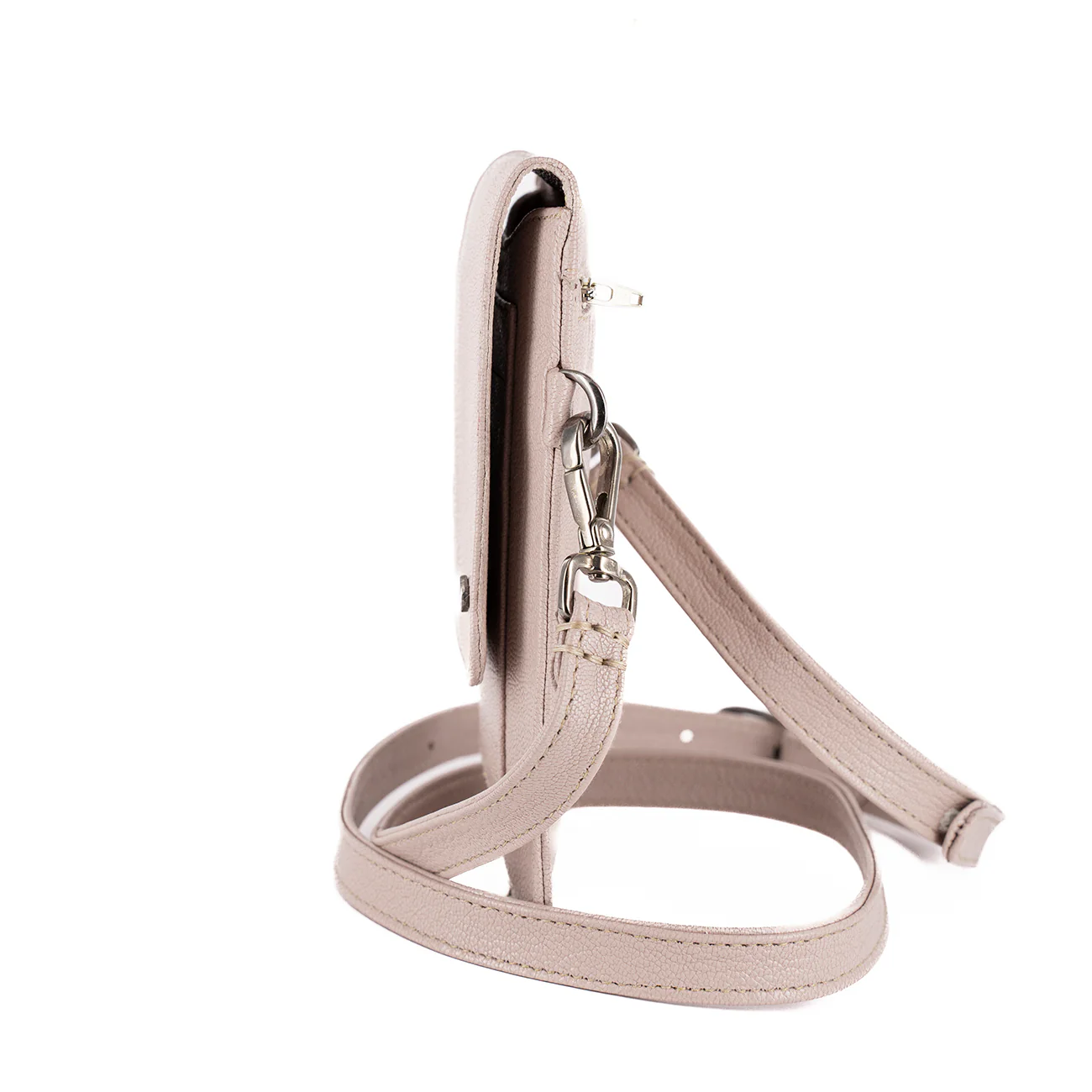 Lupita : Ladies Leather Crossbody Purse in Rose Cayak - Image 6