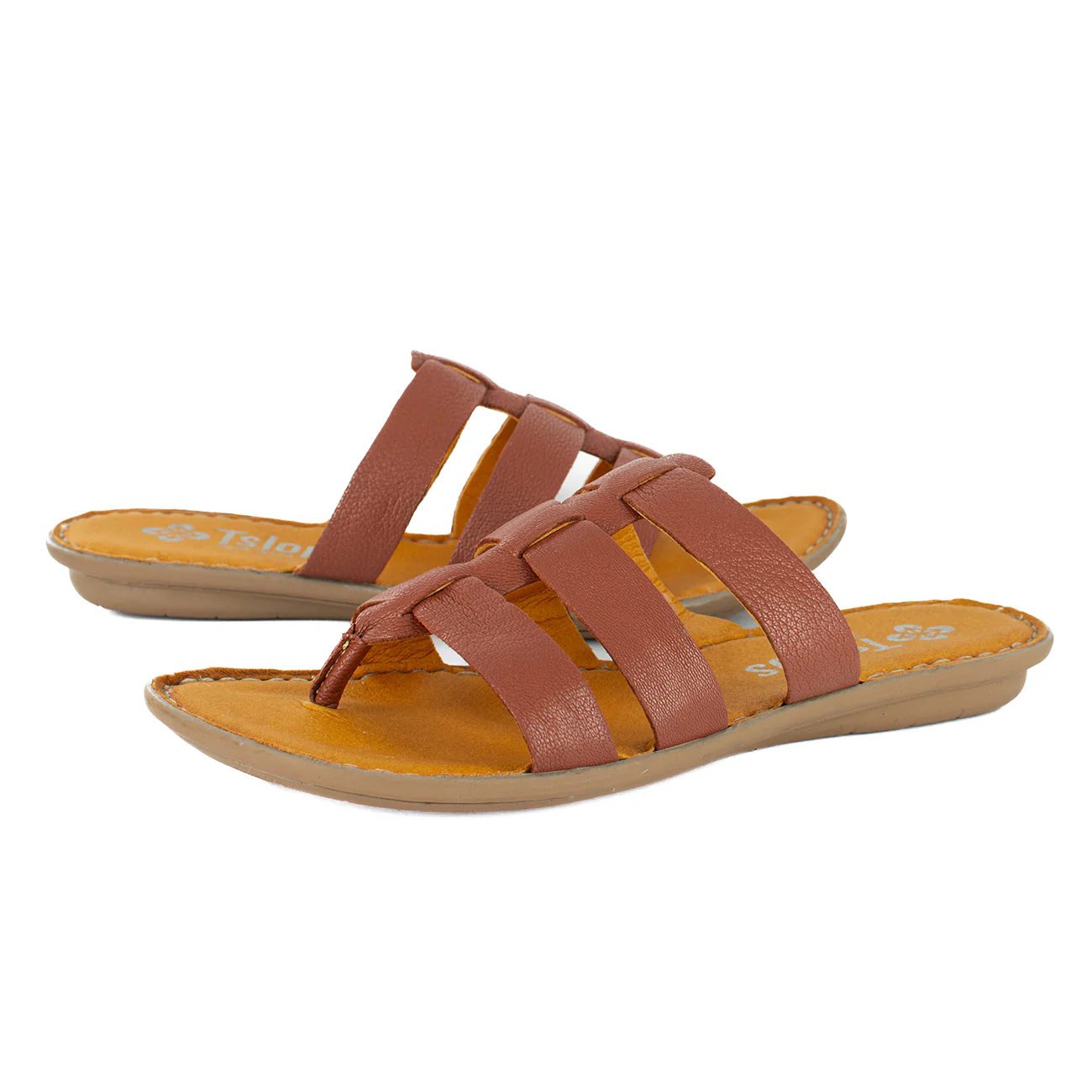 Maroua : Ladies Leather Tslops Sandal in Suede Cayak - Image 3