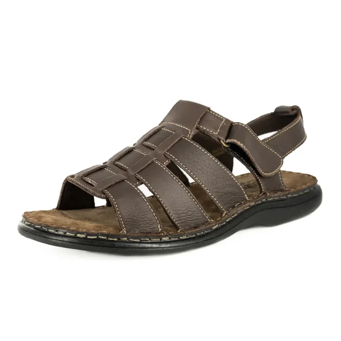 Muncu : Mens Leather Sandal in Choc Natan - Image 2