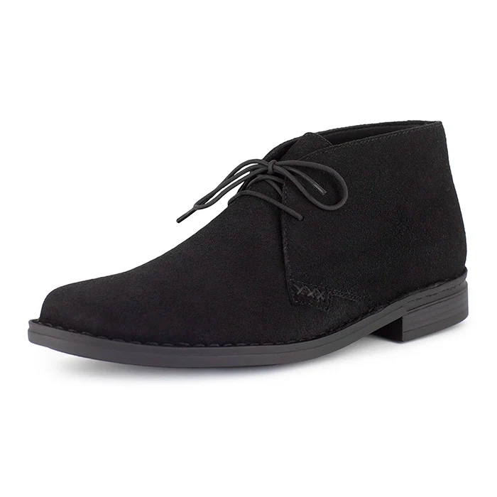 Ncenga : Mens Leather Desert Boot in Black - Image 2
