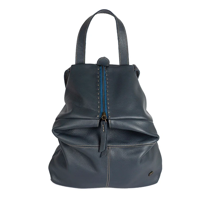 Ncumisa : Leather Backpack in Denim - Image 2