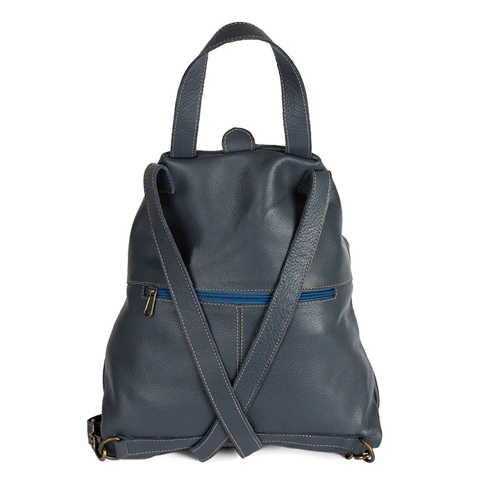 Ncumisa : Leather Backpack in Denim - Image 5