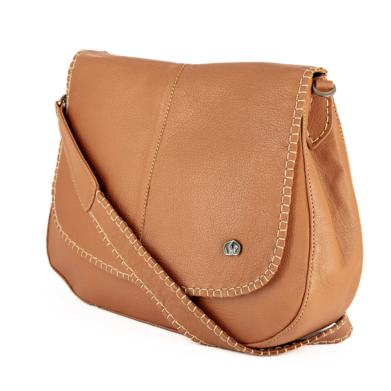 Nembeko : Ladies Leather Crossbody Handbag in Oak Cayak - Image 5