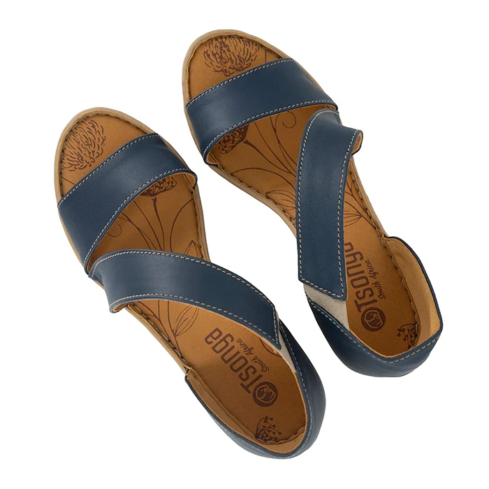 Nompempe : Ladies Leather High-Heel Sandal in Navy - Image 4