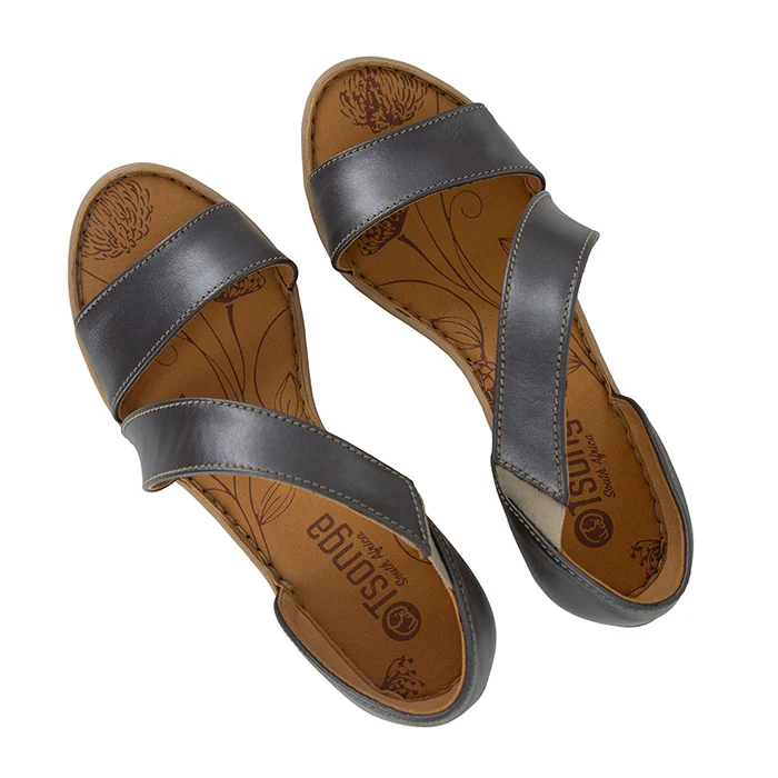 Nompempe : Ladies Leather High-Heel Sandal in Silver Perlato - Image 4