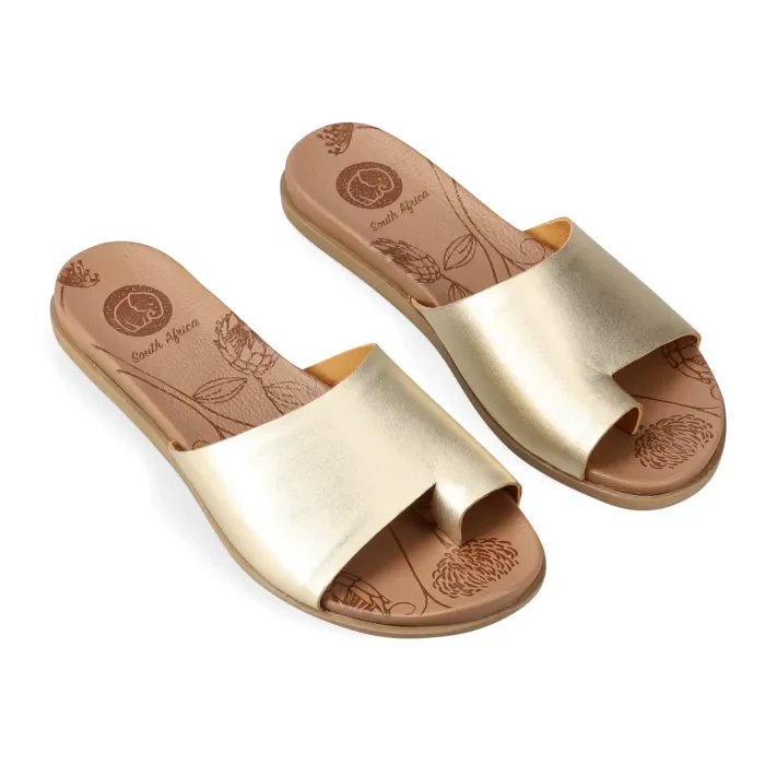 Nosethu : Ladies Leather Sandal in Gold