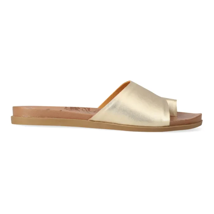 Nosethu : Ladies Leather Sandal in Gold - Image 3