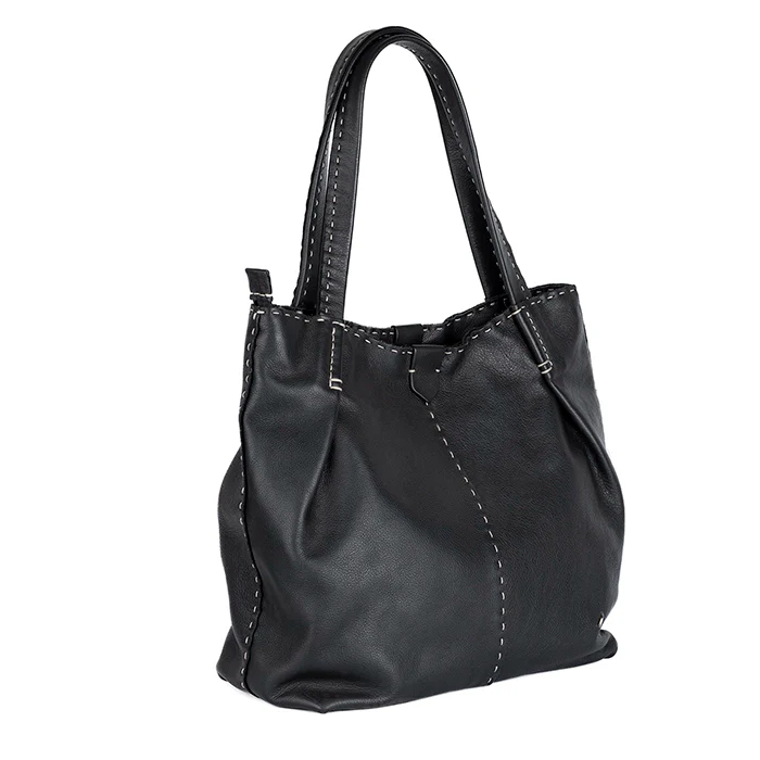 Novuka : Ladies Leather Handbag in Black Natan - Image 3