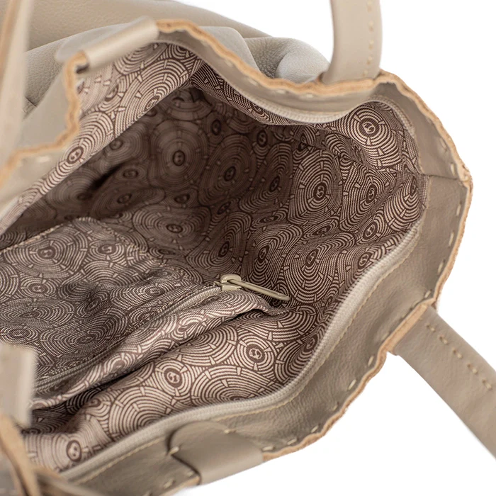 Novuka : Ladies Leather Handbag in Stone - Image 7
