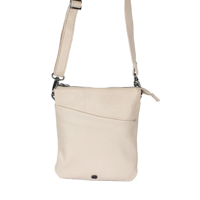 Nsiki : Ladies Leather Crossbody Handbag in Cream - Image 2