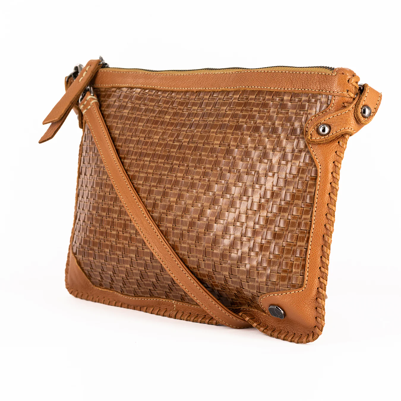 Onalo : Ladies Leather Crossbody Handbag in Cognac Seneca and Oak Cayak - Image 3