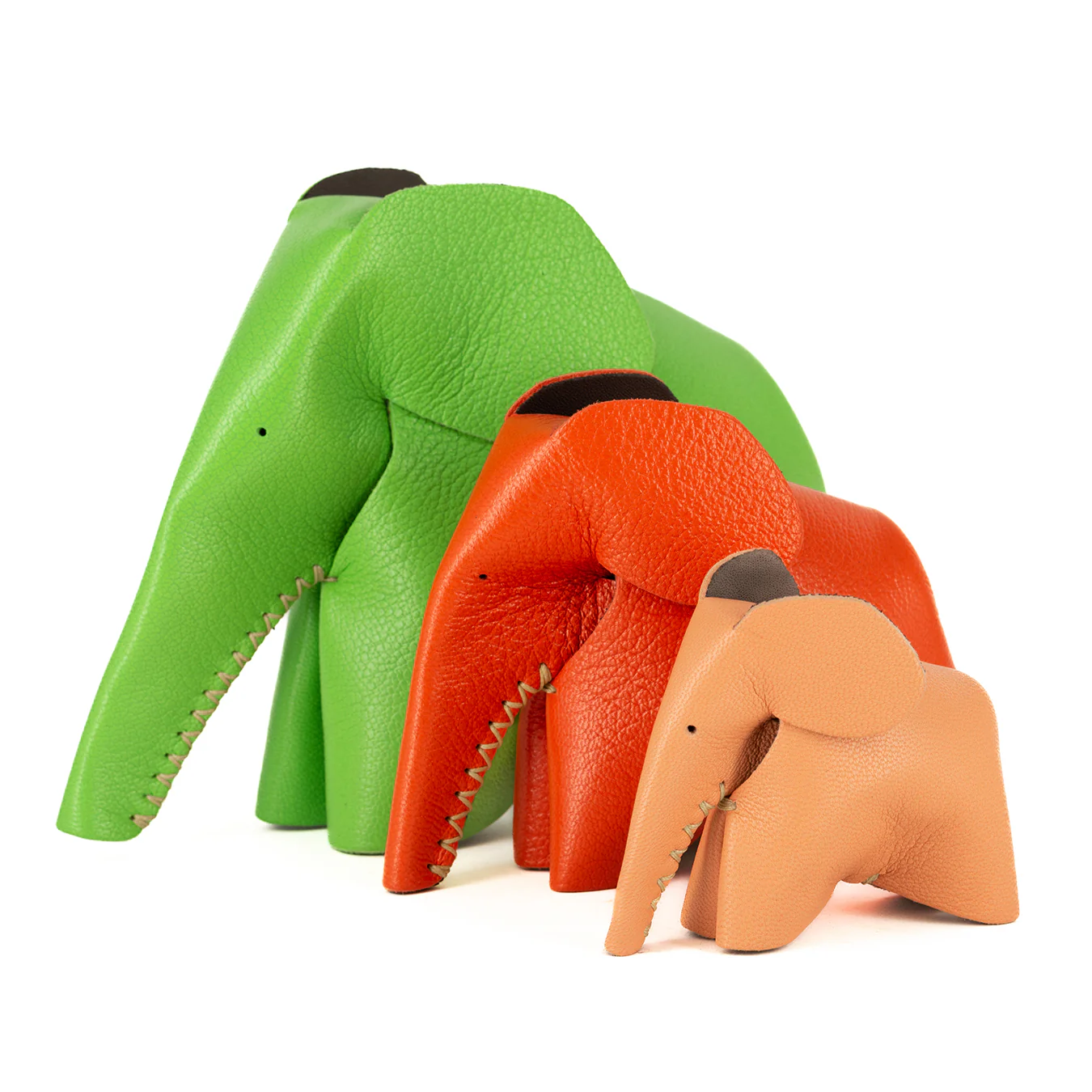 Peaches : Medium Elephant Family Accessory in Green Leather - Image 5