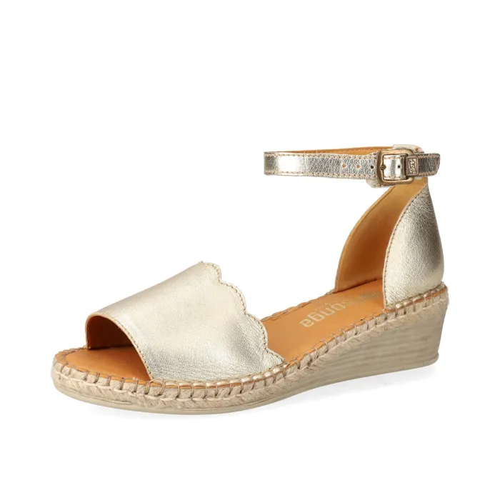 Pulika : Ladies Leather Wedge Espadrille in Platino - Image 3