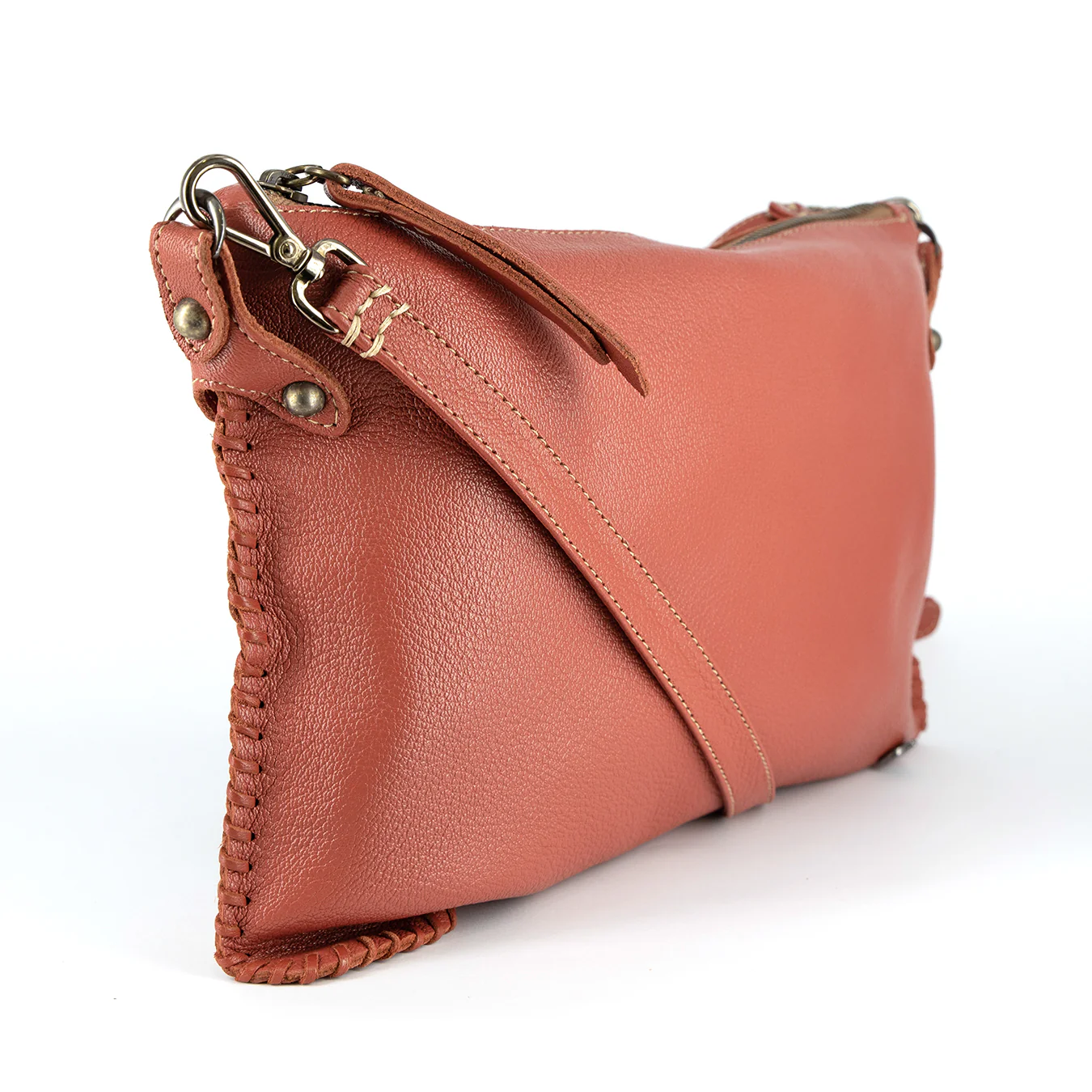 Rantu : Ladies Leather Crossbody Handbag in Burnt Orange - Image 3