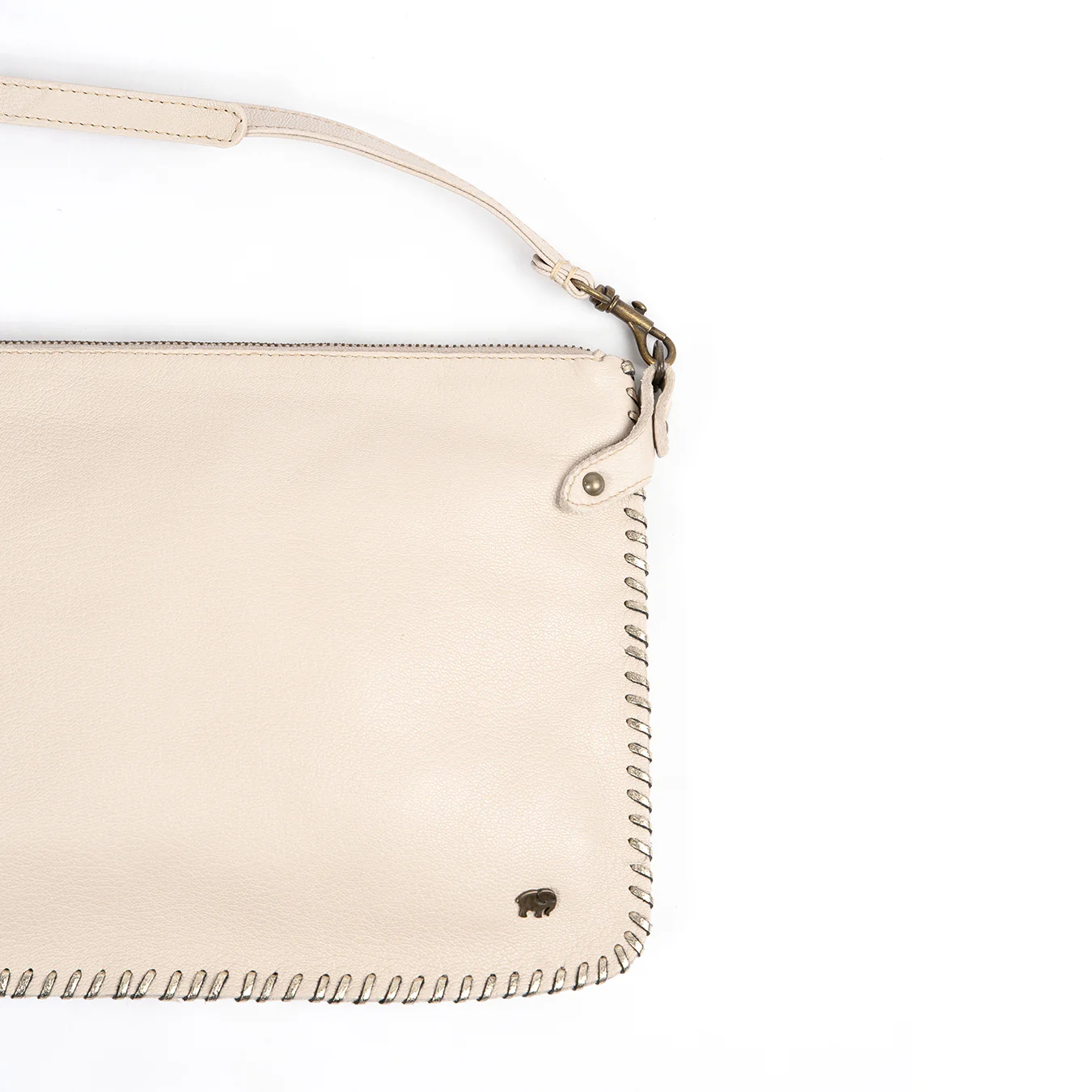 Rantu : Ladies Leather Crossbody Handbag in Cream & Platino - Image 5