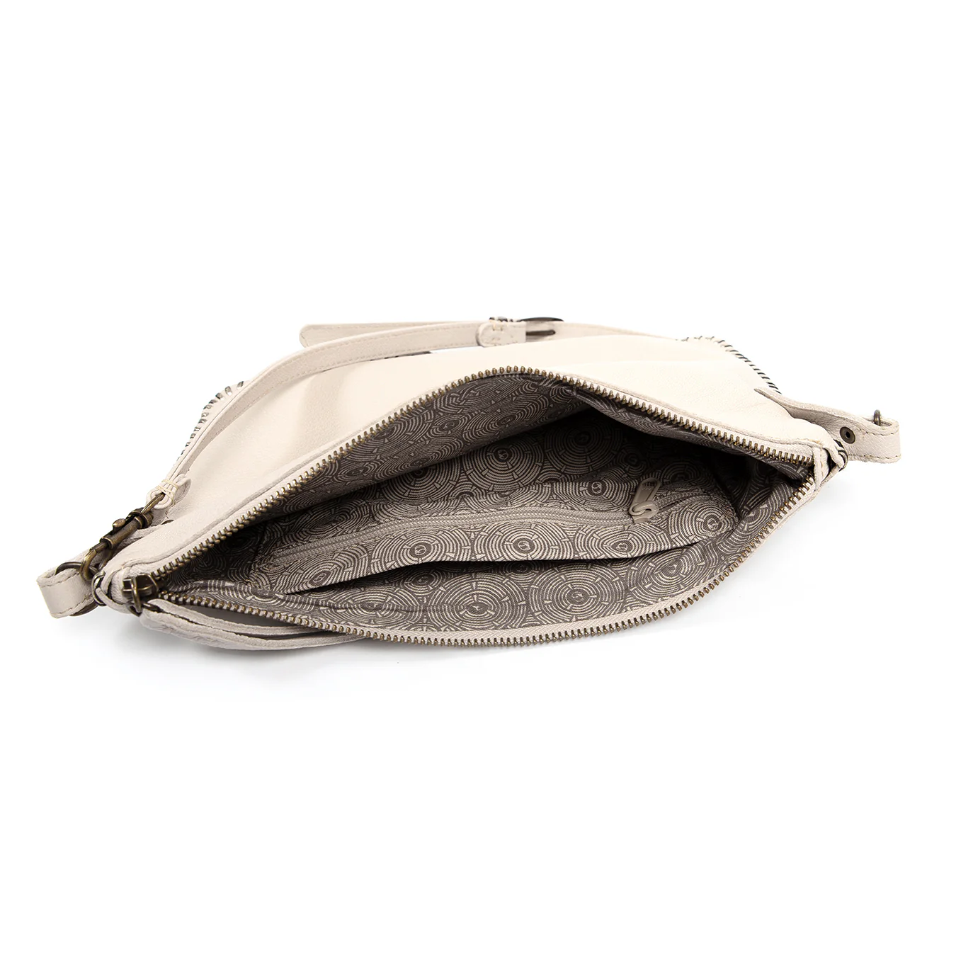 Rantu : Ladies Leather Crossbody Handbag in Cream & Platino - Image 6
